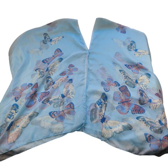 Blue Butterfly Poncho One Size Sheer See Through Whimsical Fairy Fairycore - Picture 4 of 14